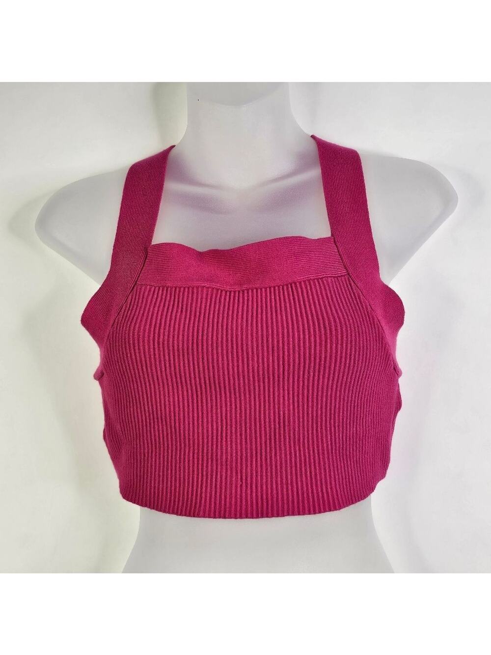 House of Harlow 1960 Hot Pink Knit Cross-Back Crop Top